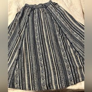 Maeve Black and White Striped A-Line Skirt